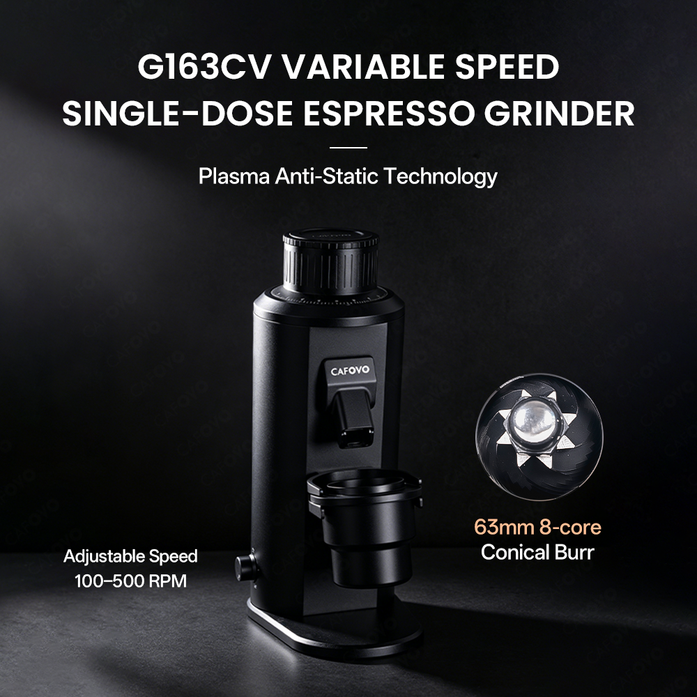 CAFOVO FR-G163CV Adjustable Speed Electric Coffee Grinder With 63mm 8-Core Conical Burr For Espresso American Coffee