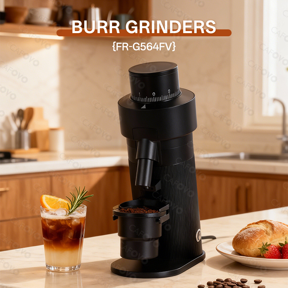 CAFOVO FR-G564FV Electric Coffee Grinder With 64mm Flat Burrs For Espresso American Coffee