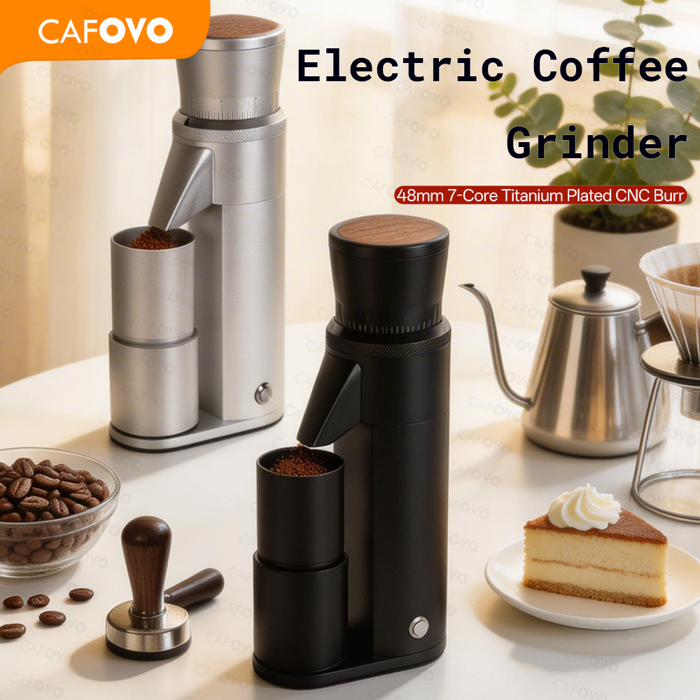 Cafovo FR-G348C Electric Coffee Grinder With 48mm 7-Core Conical Burr For Espresso American Coffee
