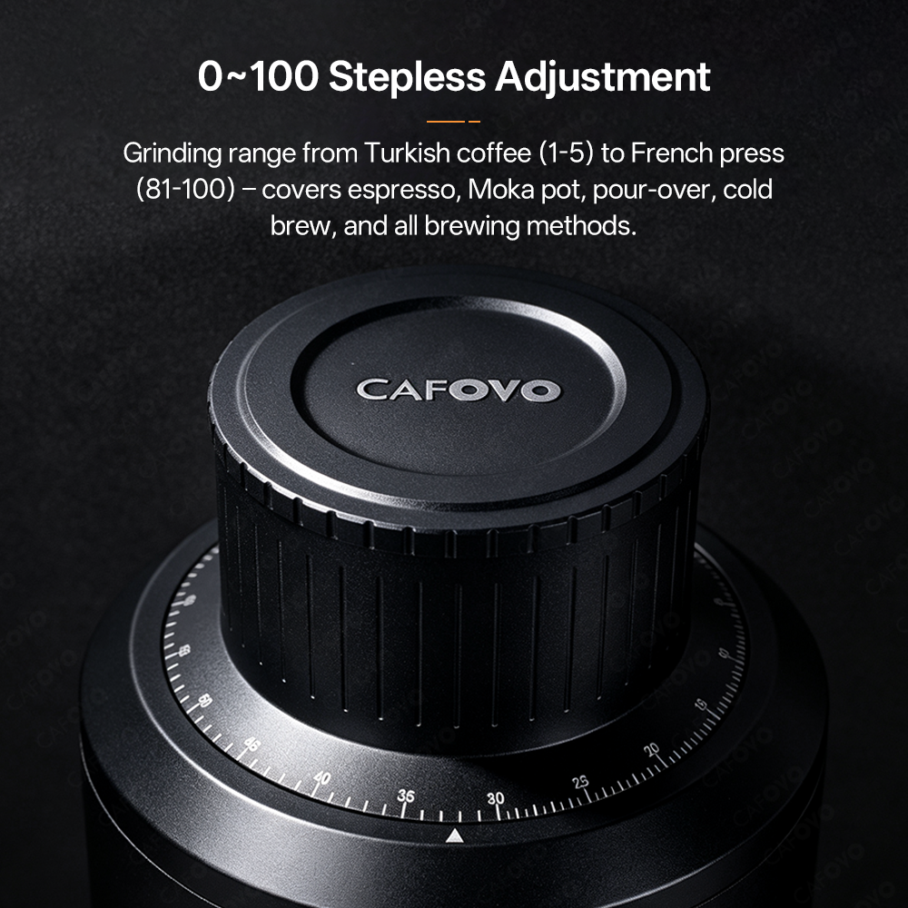 CAFOVO FR-G163CV Adjustable Speed Electric Coffee Grinder With 63mm 8-Core Conical Burr For Espresso American Coffee
