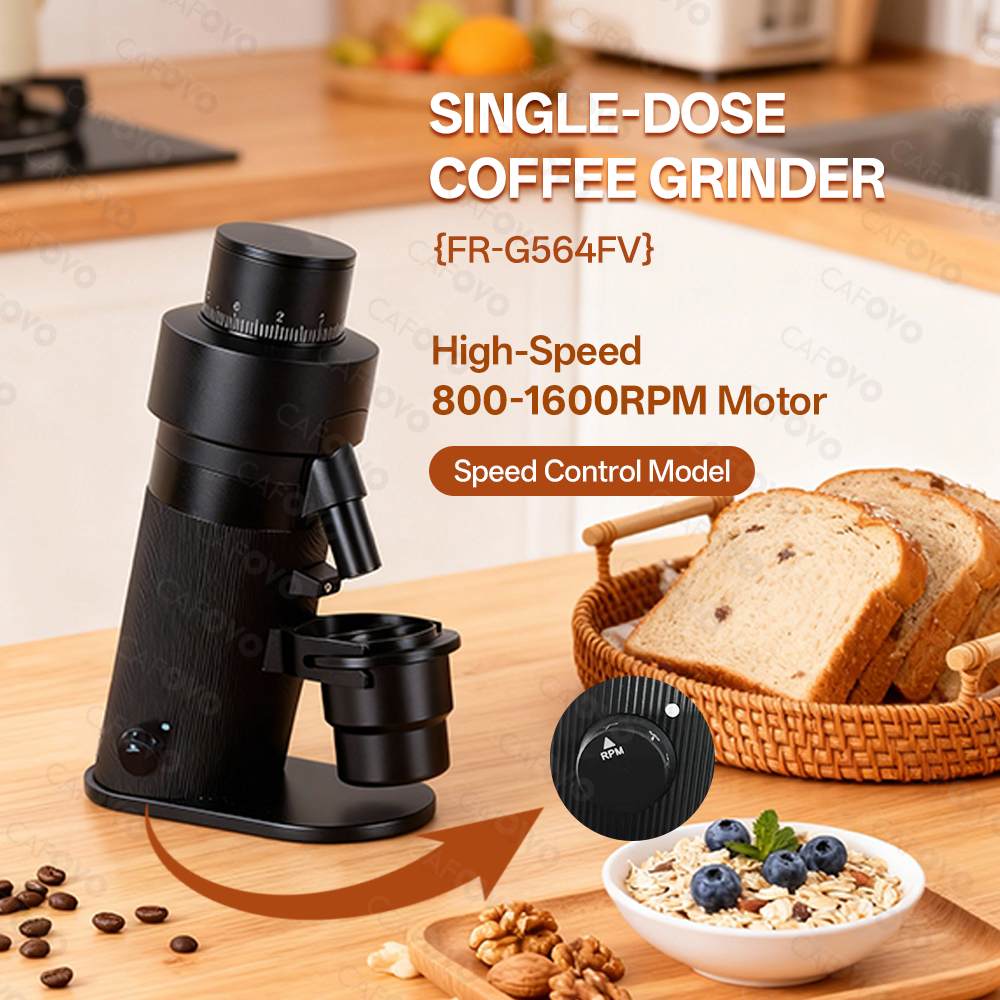 CAFOVO FR-G564FV Electric Coffee Grinder With 64mm Flat Burrs For Espresso American Coffee