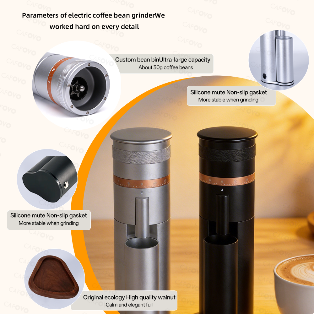 CAFOVO FR-G248C Electric Coffee Grinder With 48mm 7-Core Conical Burr For Espresso American Coffee