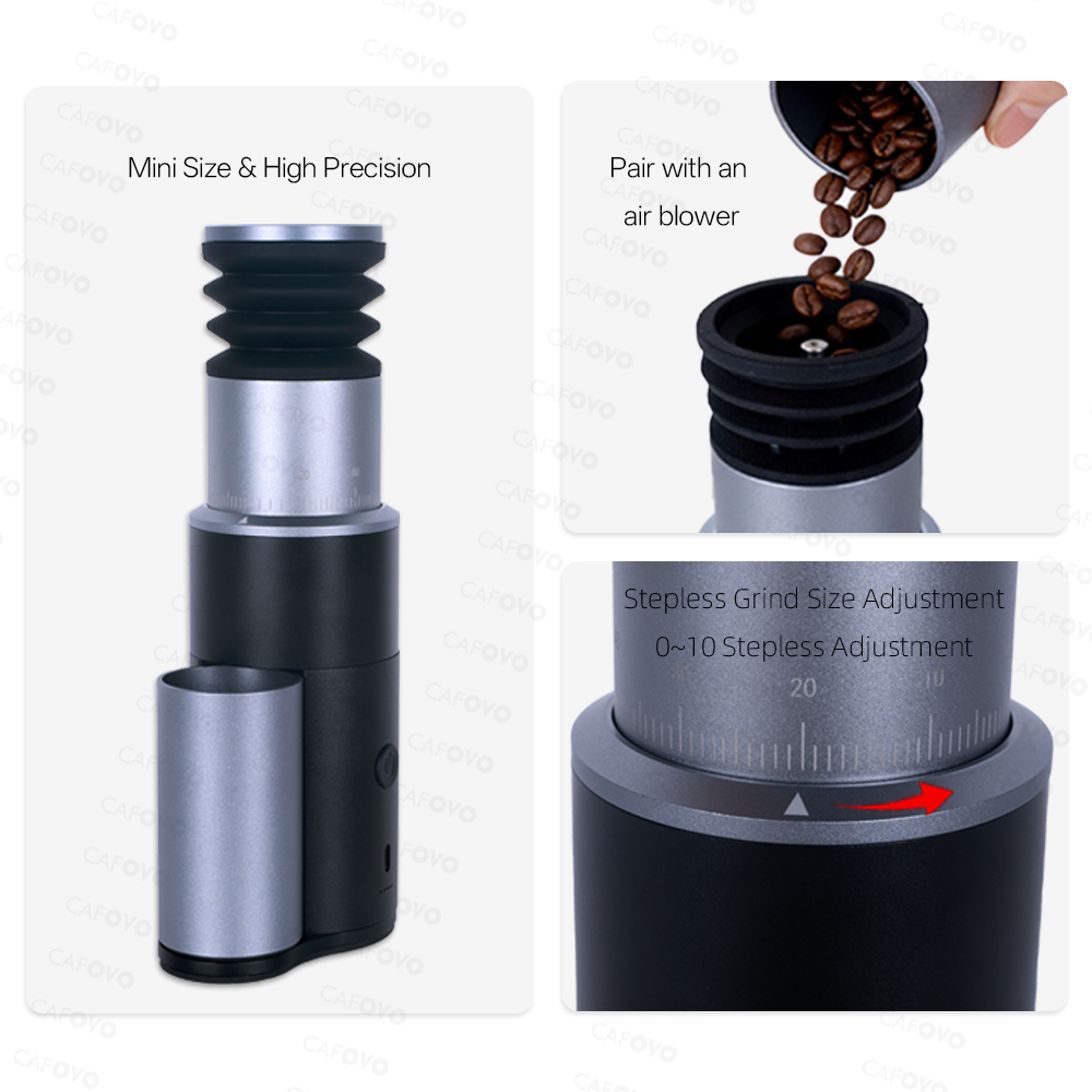 CAFOVO FR-G248C-Mini Electric Coffee Grinder With 38mm 6-Core Conical Burr For Espresso American Coffee
