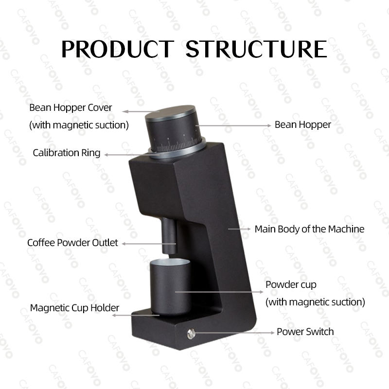 CAFOVO FR-G005C 48mm Conical Burr Electric Single-Dose Coffee Grinder