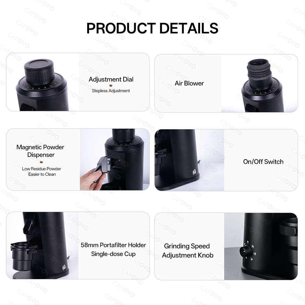 CAFOVO FR-G155CV Electric Coffee Grinder With 55mm 7-Core Stainless Steel Conical Burr For Espresso American Coffee