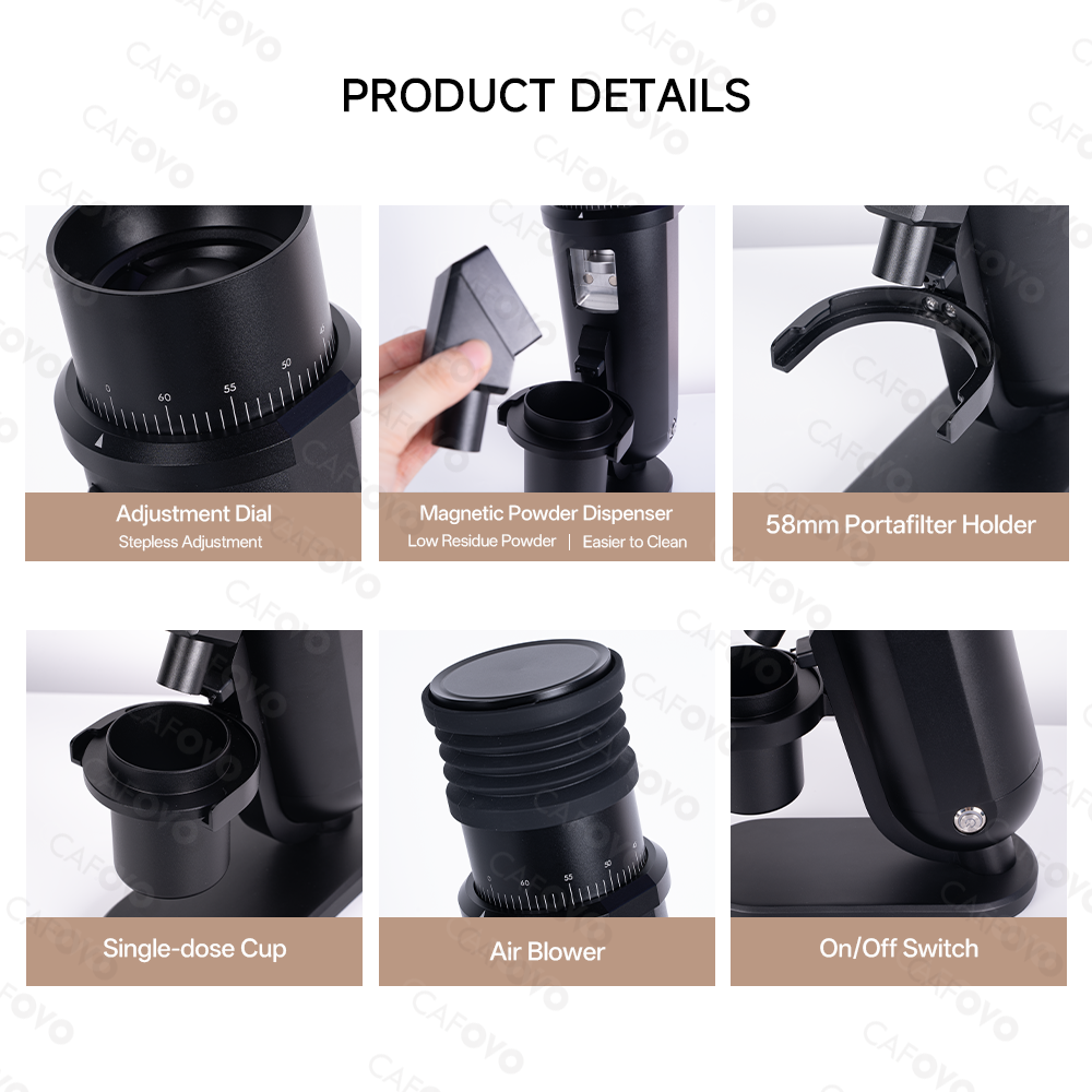 CAFOVO FR-G263C Electric Coffee Grinder With 63mm 8-Core Conical Burr For Espresso American Coffee