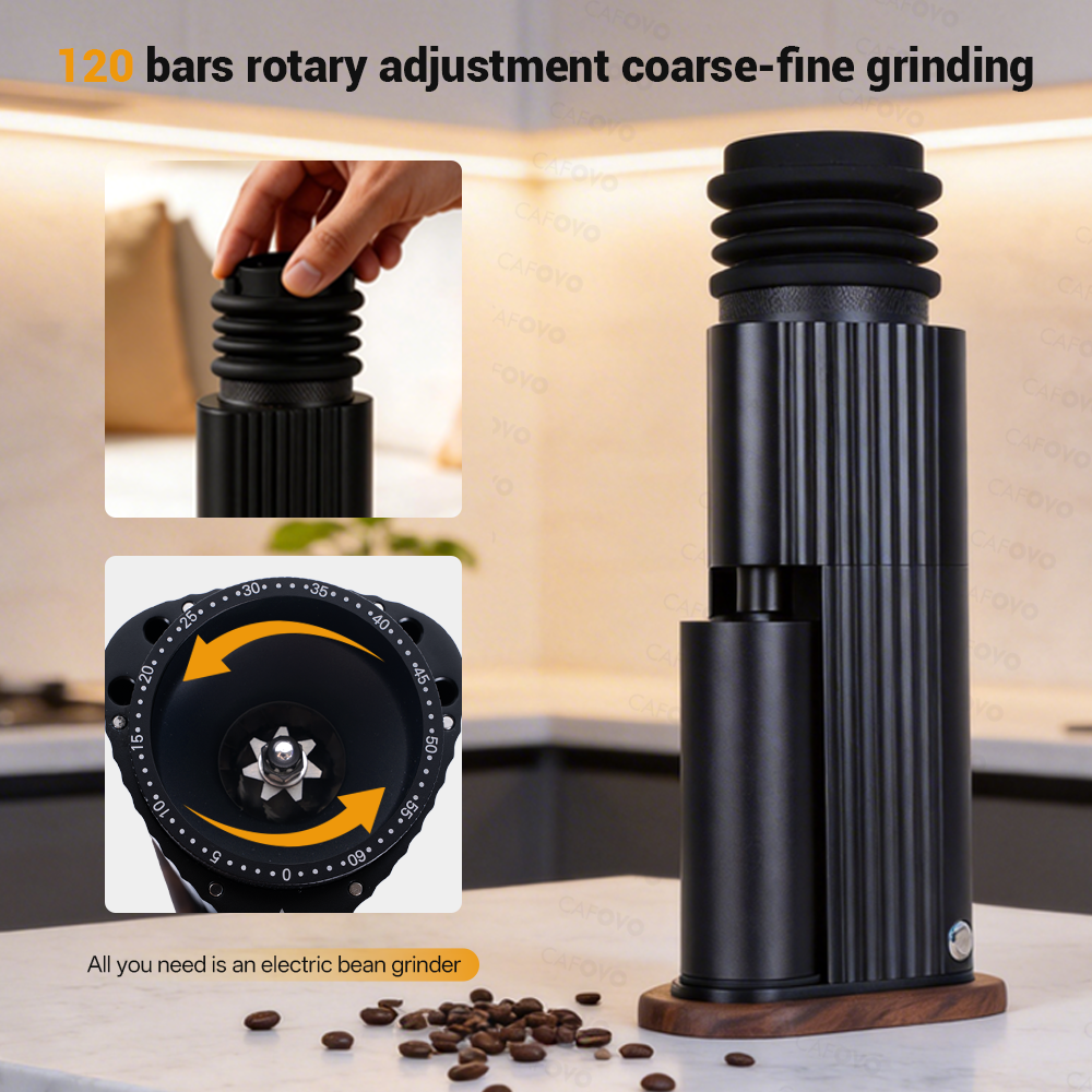 CAFOVO FR-G448C 48mm 7-Core Stainless Steel Burr Electric Single-Dose Coffee Grinder