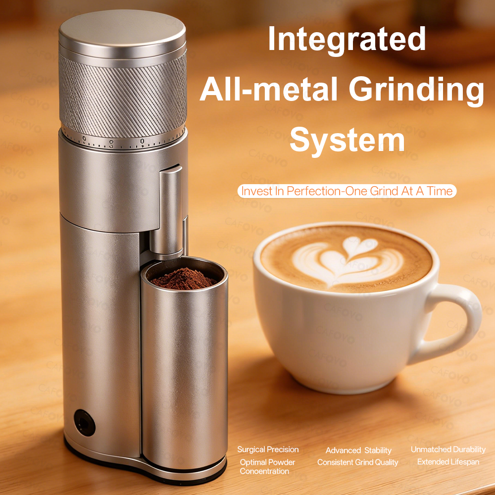 CAFOVO FR-G248C-N Electric Coffee Grinder With 48mm 7-Core Conical Burr For Espresso American Coffee