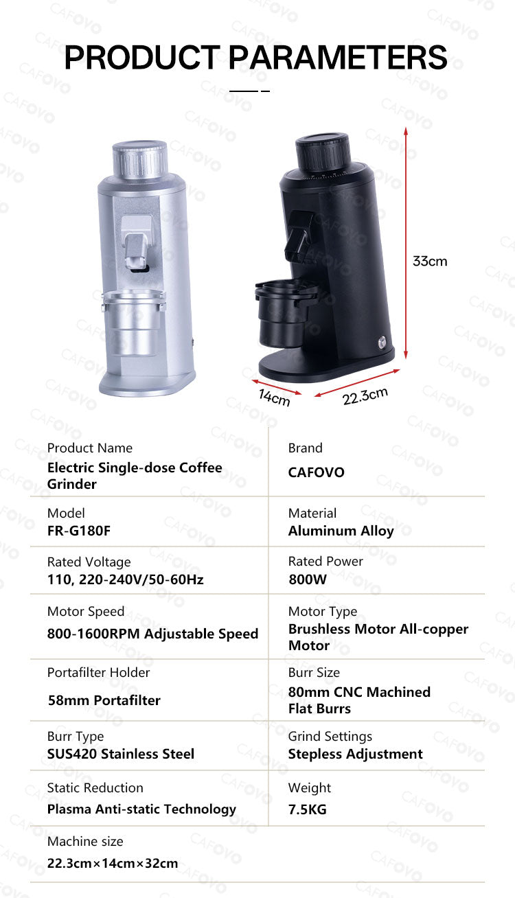 CAFOVO FR-G180FV 80毫米平刀咖啡磨豆机