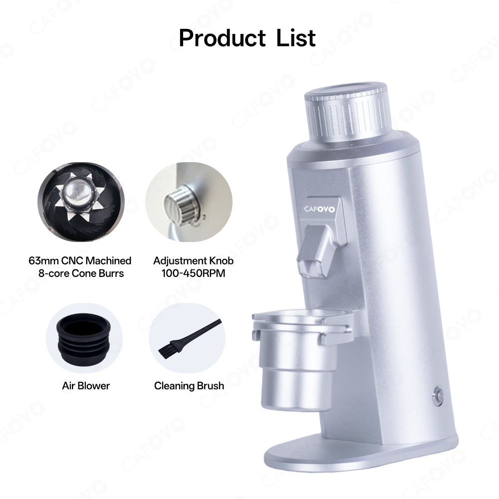 CAFOVO FR-G163CV Adjustable Speed Electric Coffee Grinder With 63mm 8-Core Conical Burr For Espresso American Coffee