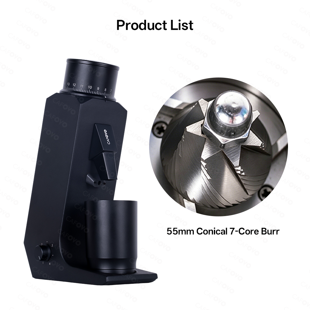 CAFOVO FR-G255CV Electric Coffee Grinder With 55mm 7-Core Conical Burr For Espresso American Coffee