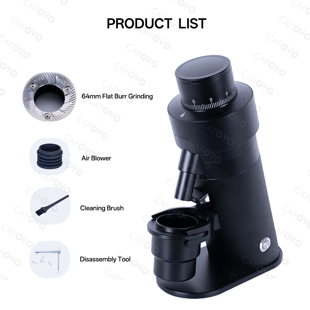 CAFOVO FR-G564FV Electric Coffee Grinder With 64mm Flat Burrs For Espresso American Coffee